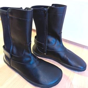 Ahinsa Black Vegan Leather Mid Calf Boots Size 38 (fits like a size 7) Barefoot